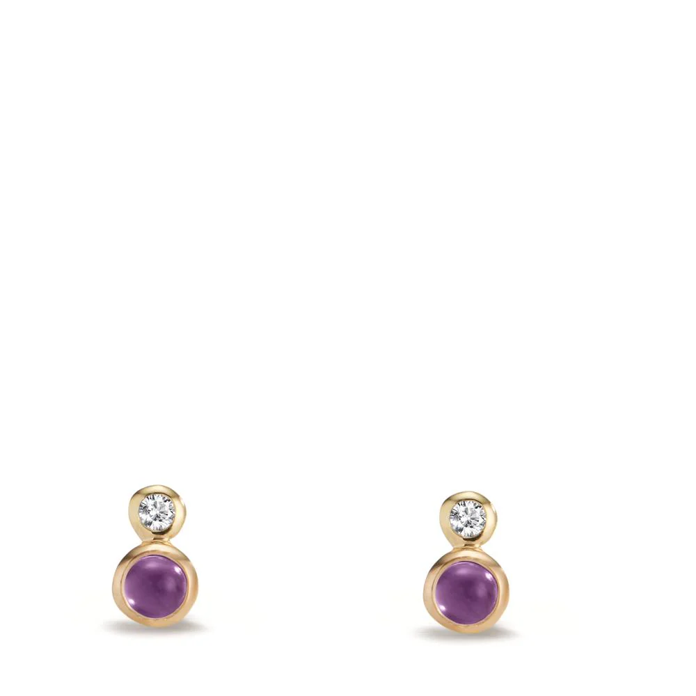 Orecchini Oro giallo 375/9K Zirconia 2 pietra, Ametista 2 pietra - Image 2