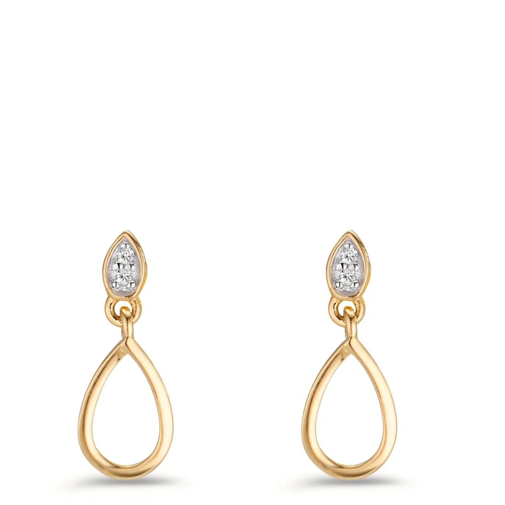 Orecchini Oro giallo 585/14 kt Diamante 0.02 ct, 4 pietra, w-pi1 - Image 2