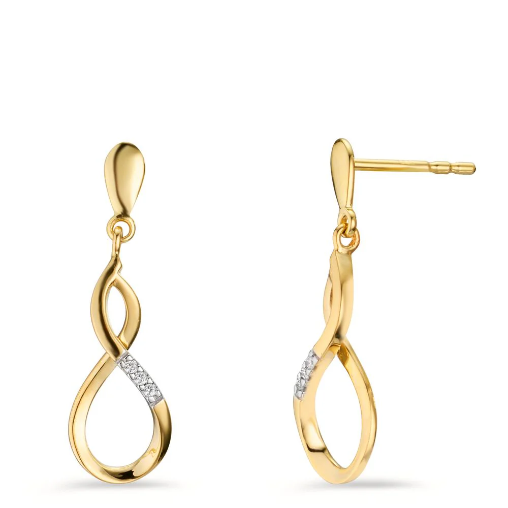 Orecchini Oro giallo 585/14 kt Diamante 0.02 ct, 6 pietra, w-si