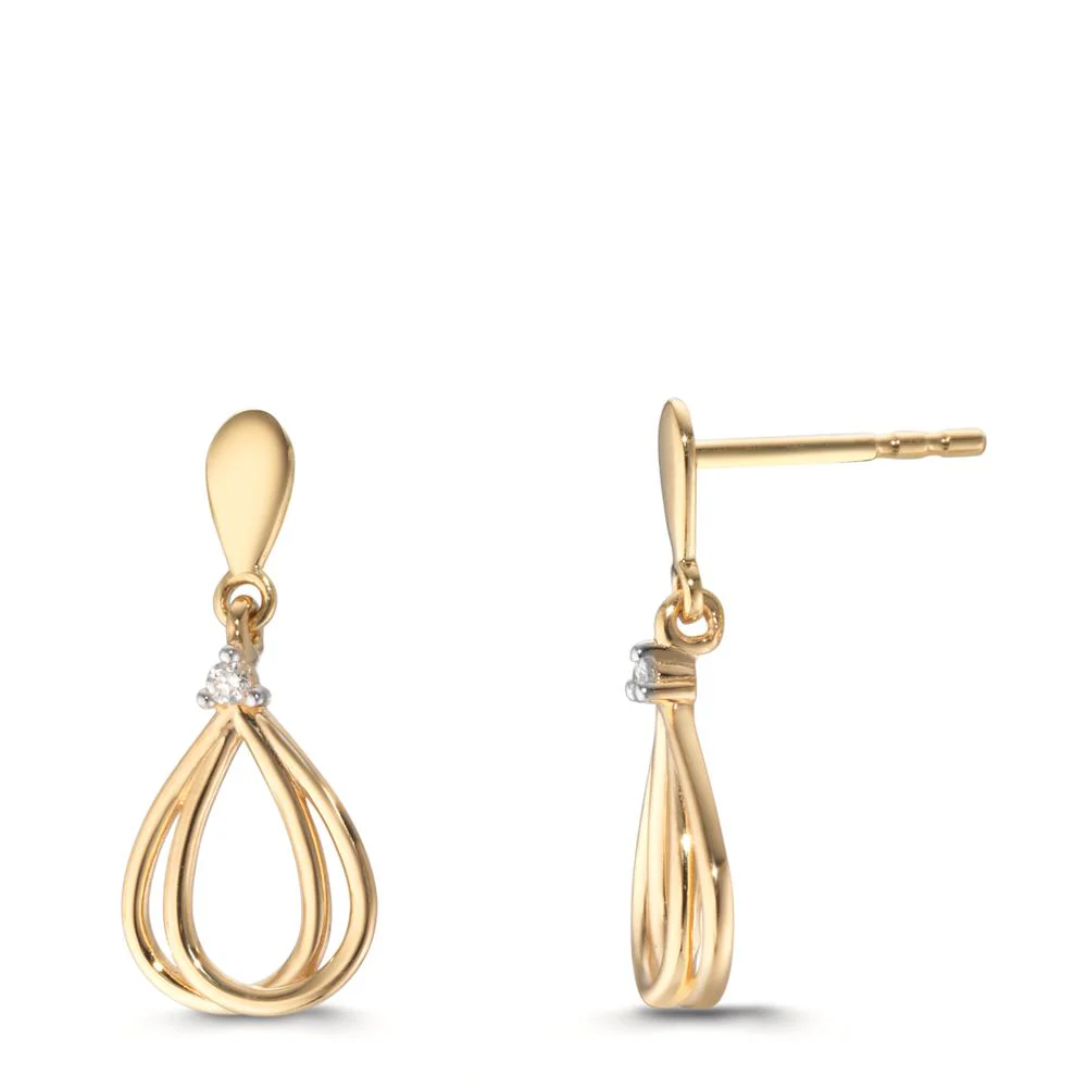 Orecchini Oro giallo 750/18 carati Diamante 0.02 ct, 2 pietra, w-si