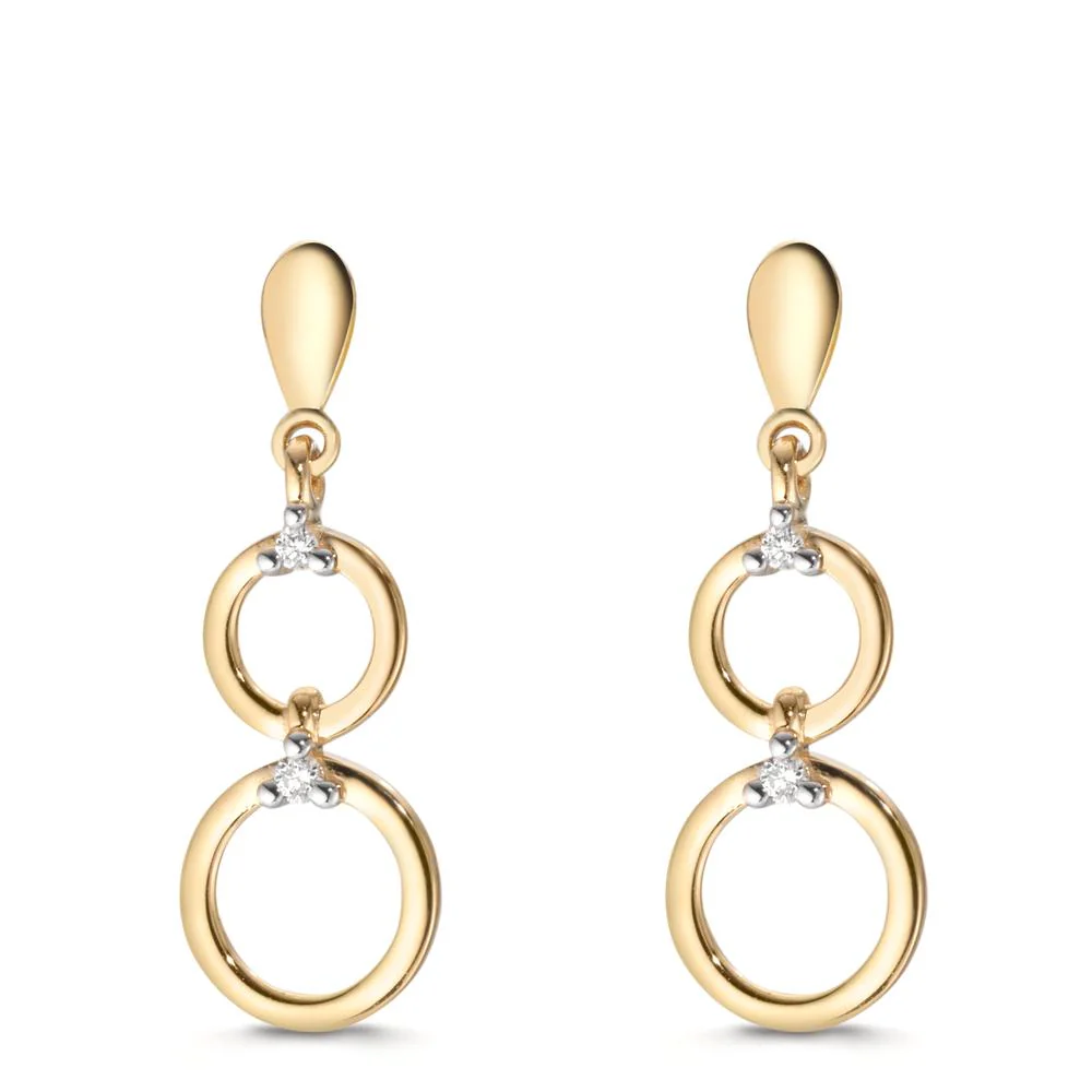 Orecchini Oro giallo 750/18 carati Diamante 0.04 ct, 4 pietra, w-si - Image 4