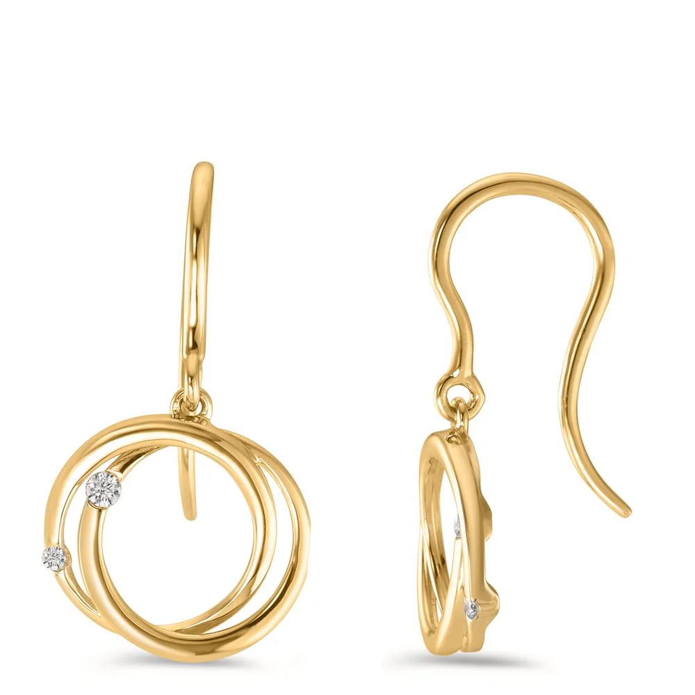 Orecchini Oro giallo 750/18 carati Diamante 0.06 ct, 4 pietra, w-si Ø12 mm