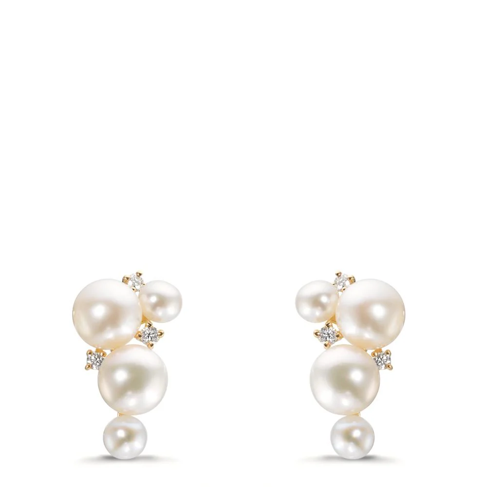 Orecchini Oro giallo 750/18 carati Diamante 0.09 ct, w-si Perla coltivata d'acqua dolce, 8 Perla 3.5-5.5 mm - Image 2