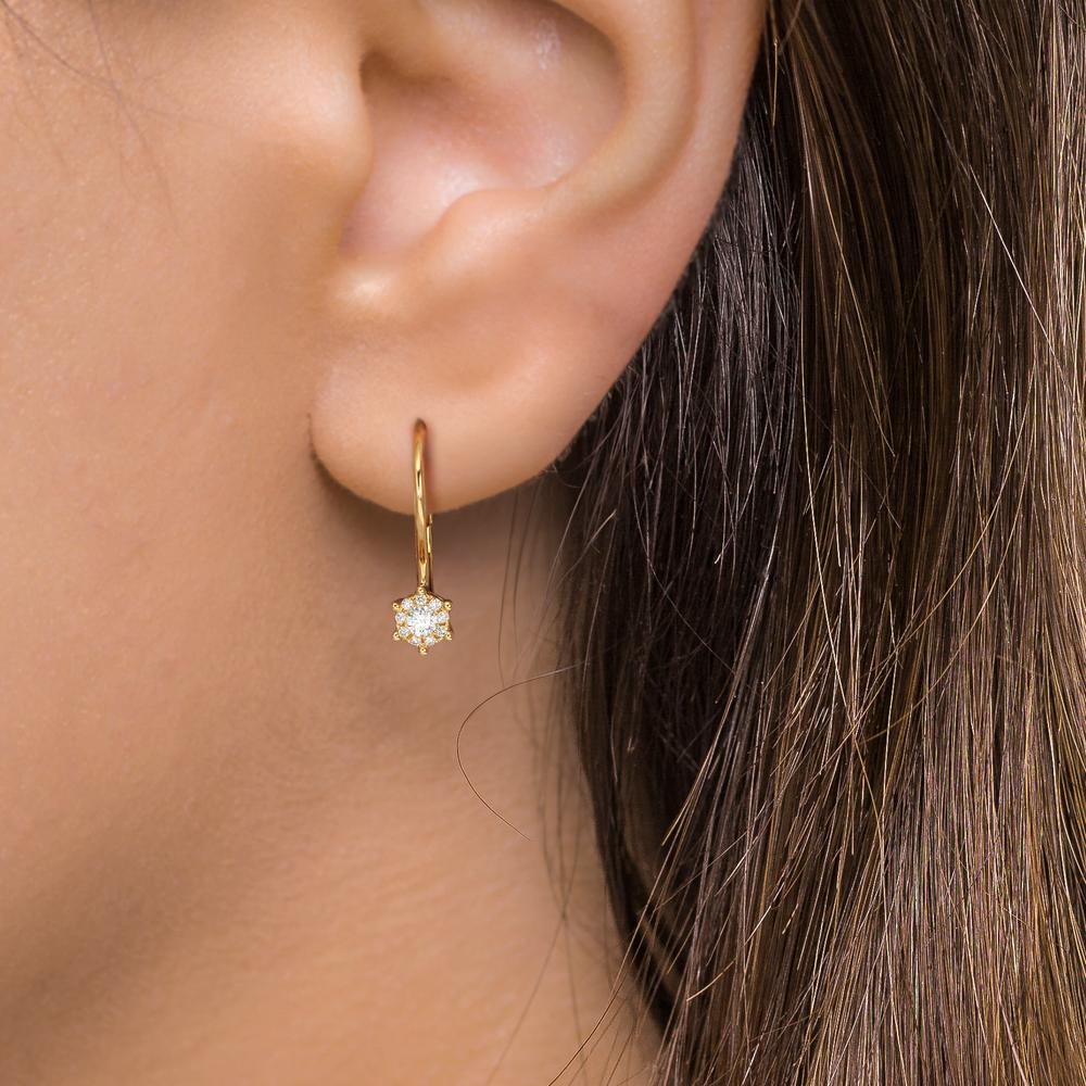 Orecchini Oro giallo 750/18 carati Diamante 0.17 ct, 2 pietra, w-si - Image 3