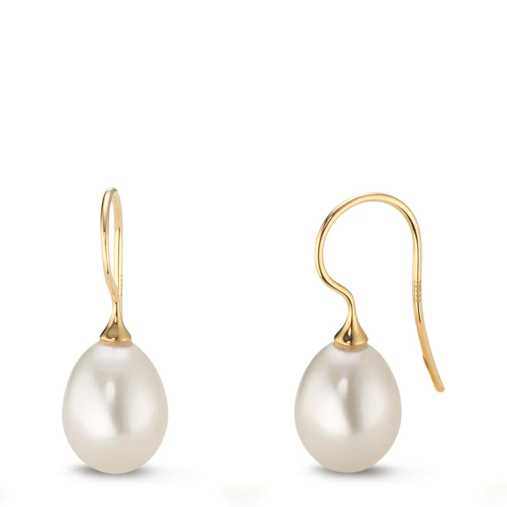 Orecchini Oro giallo 750/18 carati Perla coltivata d'acqua dolce, 2 Perla 7.5-10 mm
