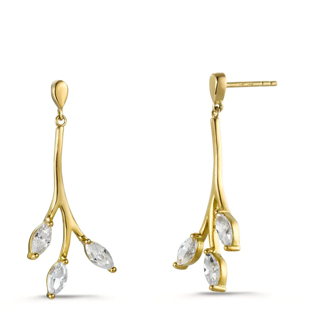 Orecchini Oro giallo 750/18 carati Zirconia 6 pietra
