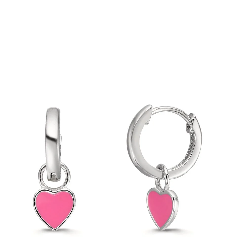 Orecchino a cerchio con pendente Argento rodiato Cuore