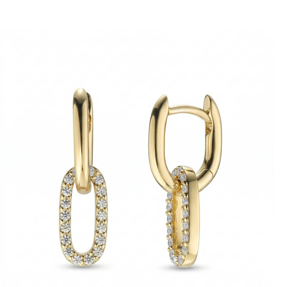 Orecchino a cerchio con pendente Oro giallo 375/9K Zirconia