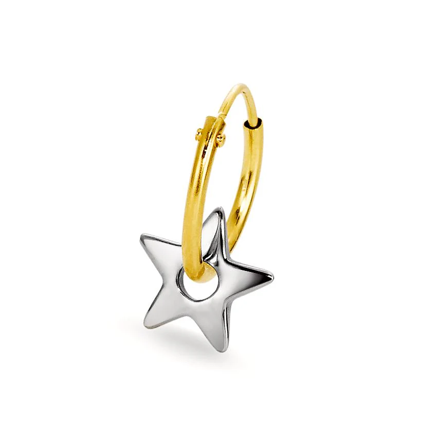 Orecchino a cerchio con pendente Oro giallo 750/18 carati Stella