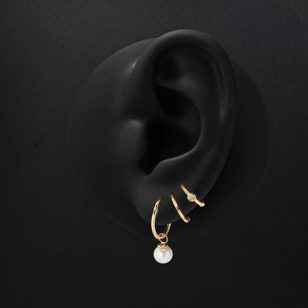 Charms ciondoli Oro giallo 750/18 carati Perla coltivata d'acqua dolce bianco, 6 mm - Image 2