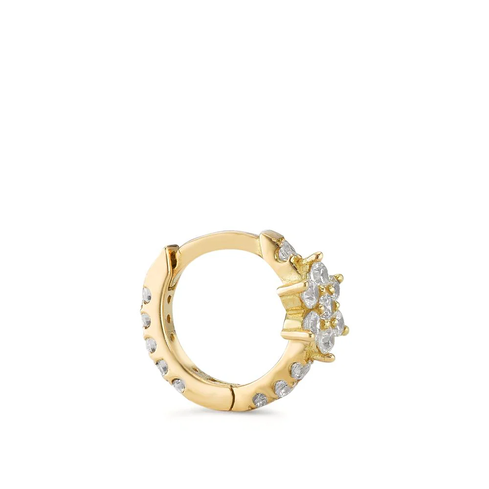 Orecchino circolare 1 pz Oro giallo 750/18 carati Zirconia 16 pietra Fiore - Image 4