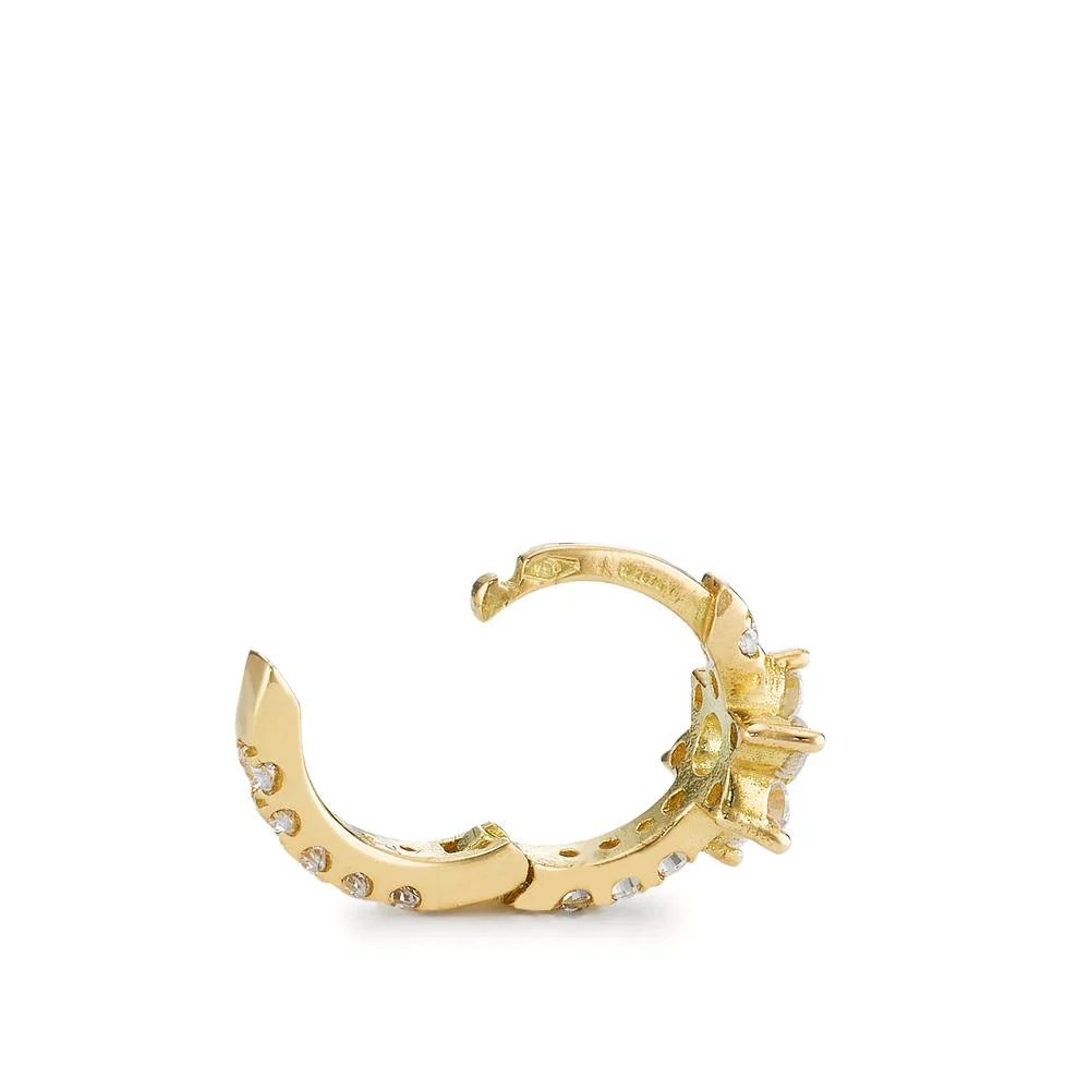 Orecchino circolare 1 pz Oro giallo 750/18 carati Zirconia 16 pietra Fiore - Image 5