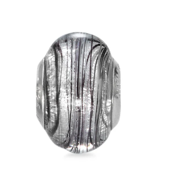 Perline Argento Vetro di Murano rodiato Ø14 mm