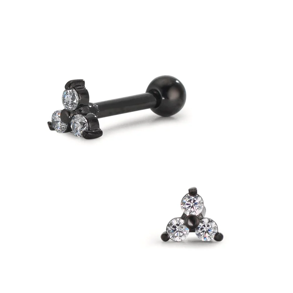 Piercing Acciaio inossidabile Zirconia 3 pietra giallo rivestimento IP Ø4.5 mm