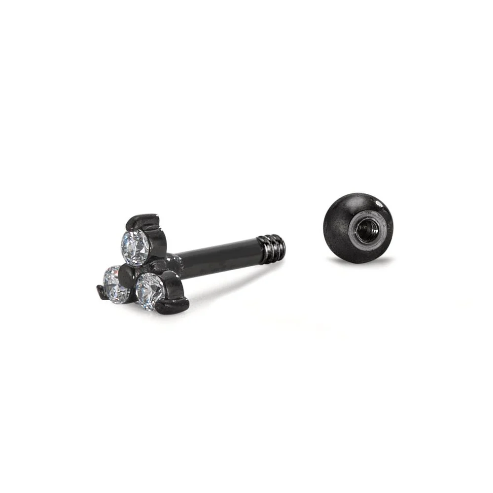 Piercing Acciaio inossidabile Zirconia 3 pietra giallo rivestimento IP Ø4.5 mm - Image 2