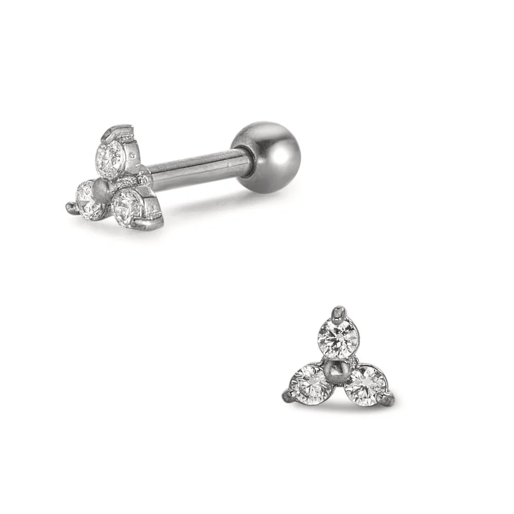 Piercing Acciaio inossidabile Zirconia 3 pietra Ø4.5 mm