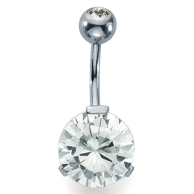 Piercing all'ombelico Acciaio inossidabile Cristallo bianco