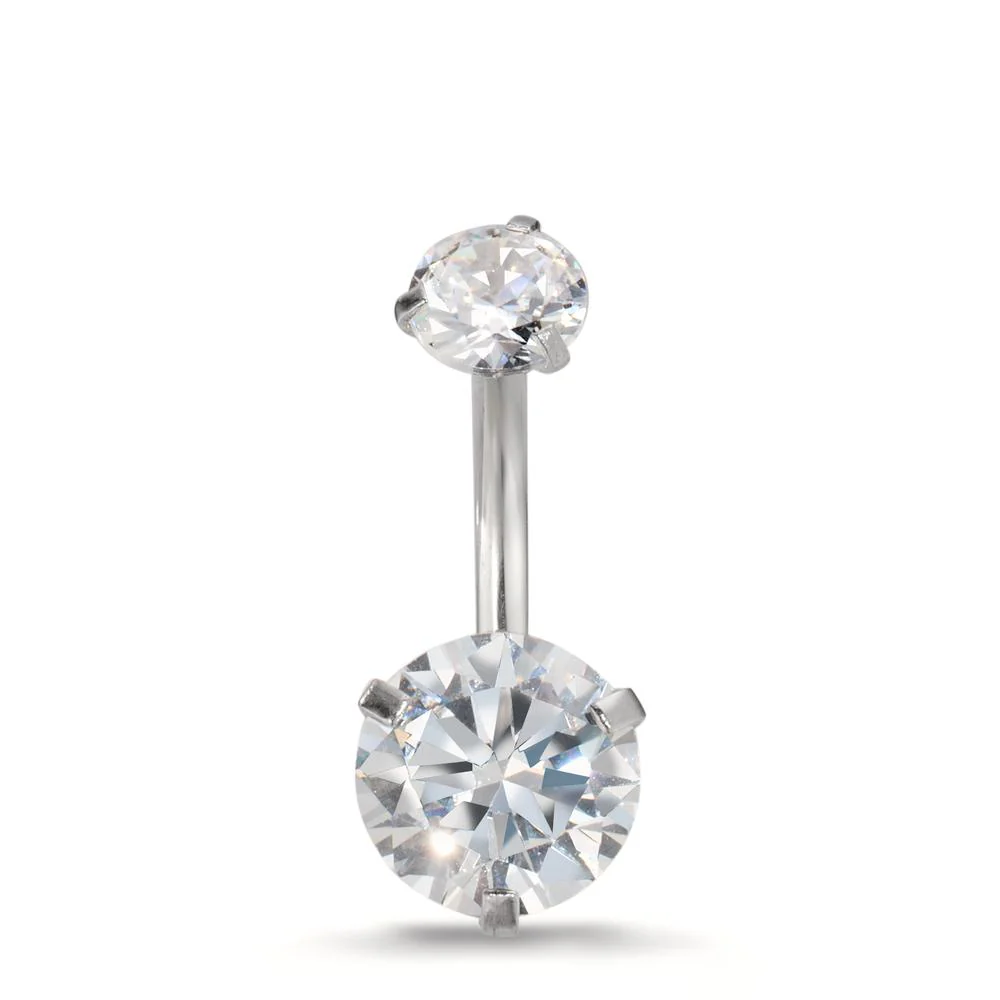 Piercing all'ombelico Acciaio inossidabile Zirconia bianco
