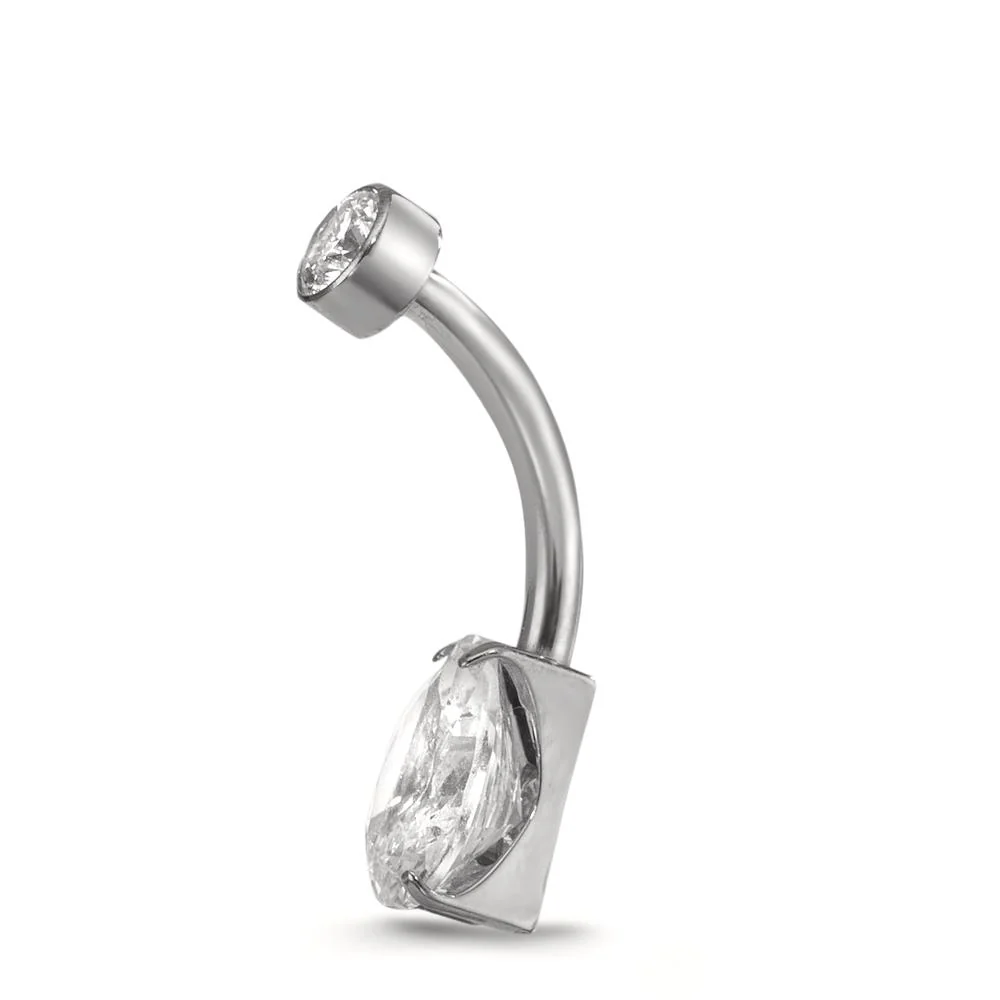 Piercing all'ombelico Titanio Zirconia 2 pietra - Image 2