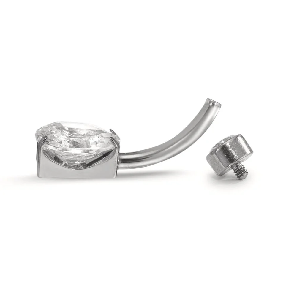 Piercing all'ombelico Titanio Zirconia 2 pietra - Image 3