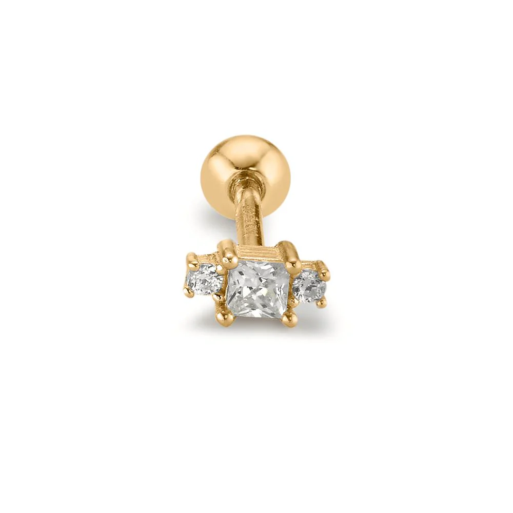 Piercing Argento Zirconia 3 pietra giallo dorato - Image 2