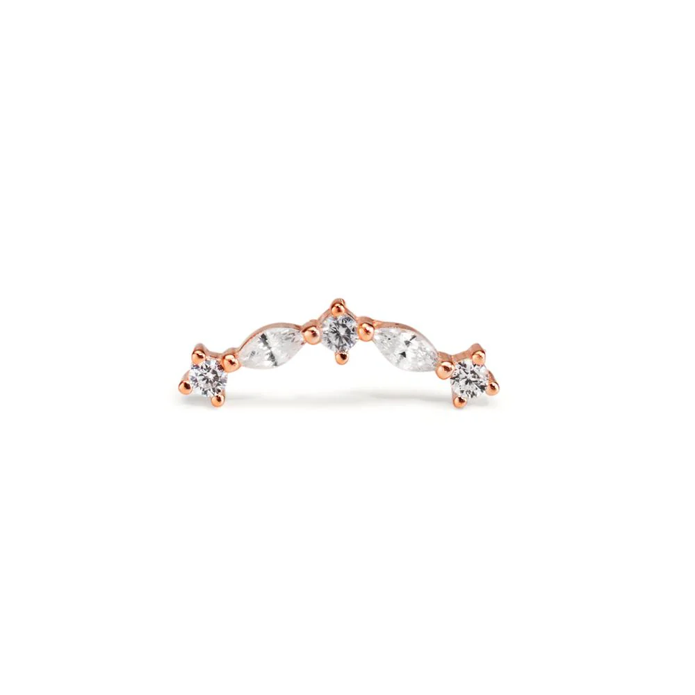 Piercing Argento Zirconia 5 pietra rosa dorato - Image 2