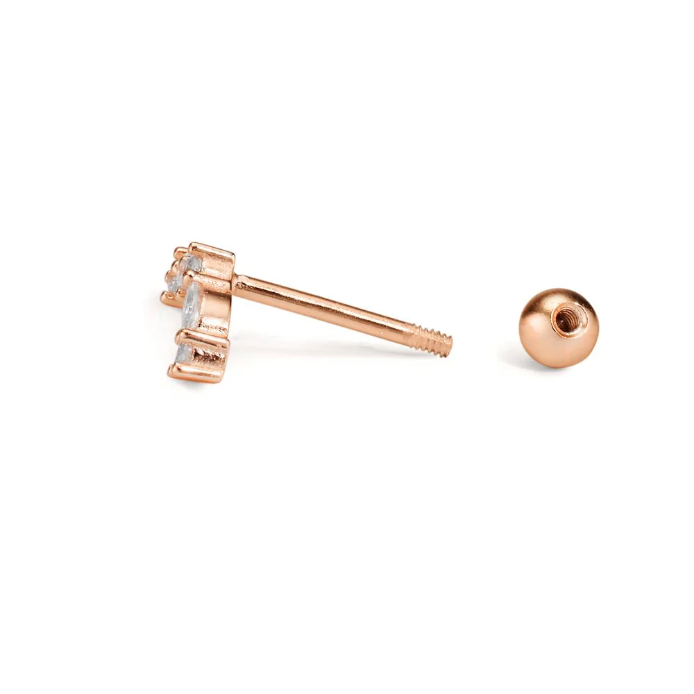 Piercing Argento Zirconia 5 pietra rosa dorato - Image 3