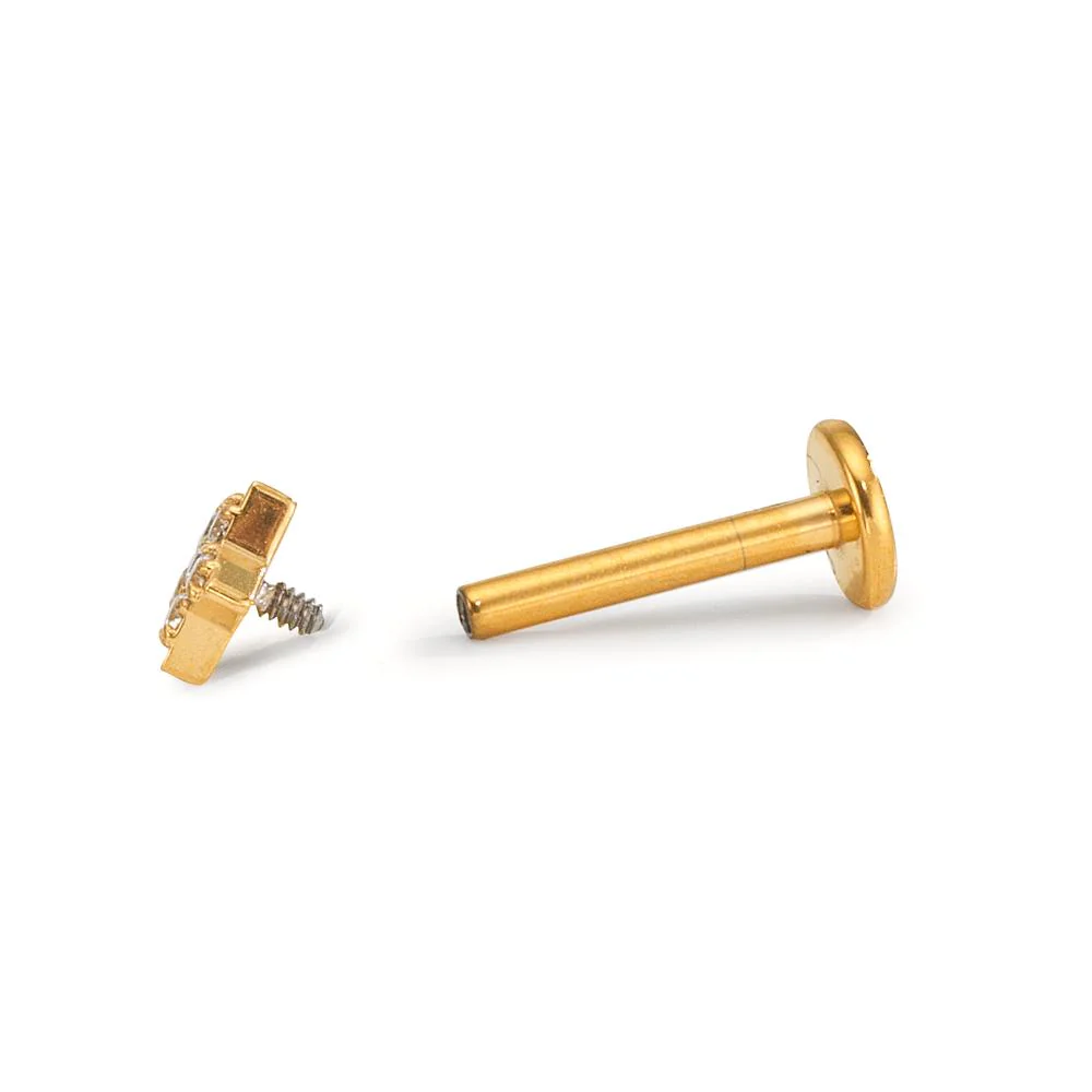 Piercing Titanio Zirconia 6 pietra giallo rivestimento IP Stella Ø4 mm - Image 2