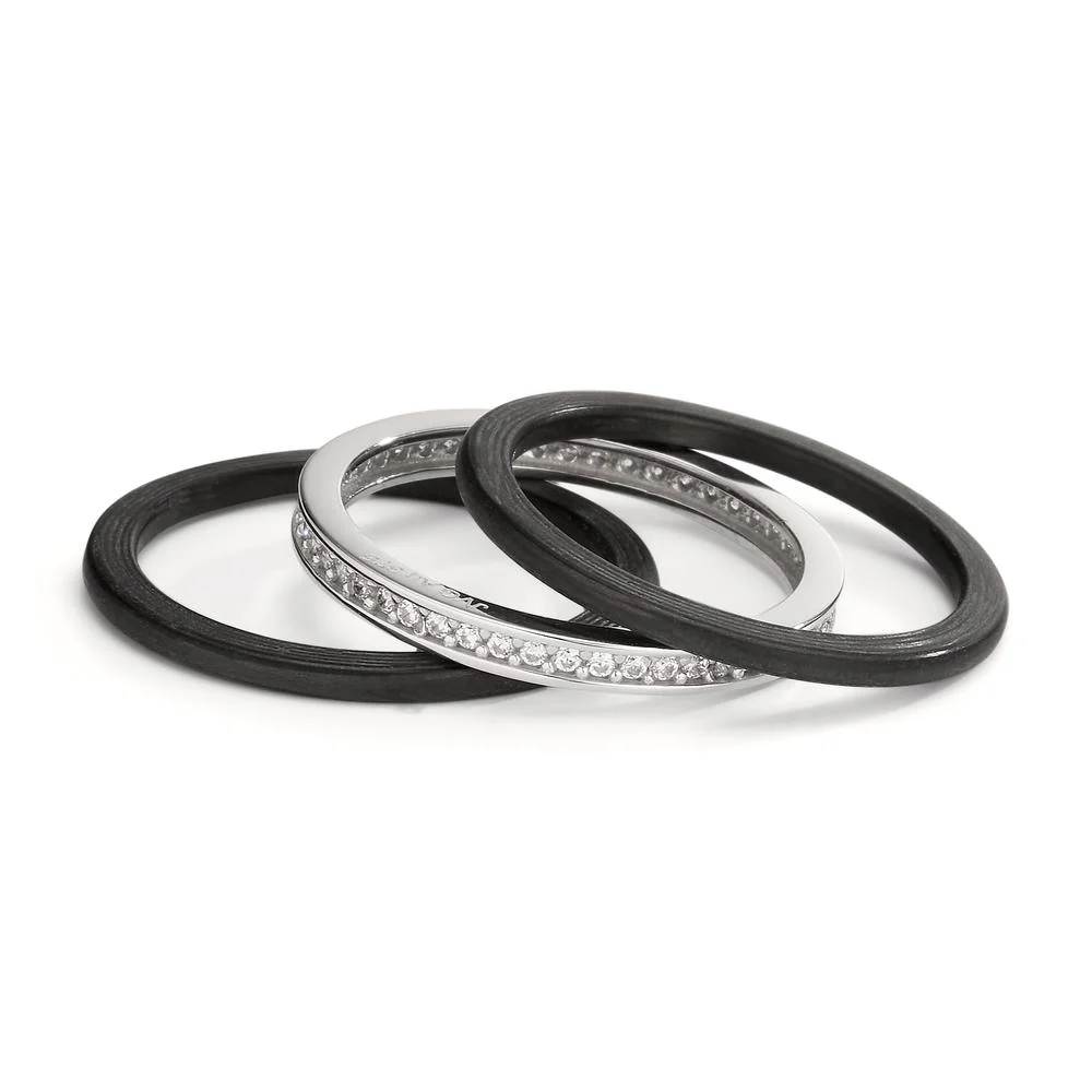 Set di anelli Oro bianco 375/9K, Carbonio Zirconia - Image 2