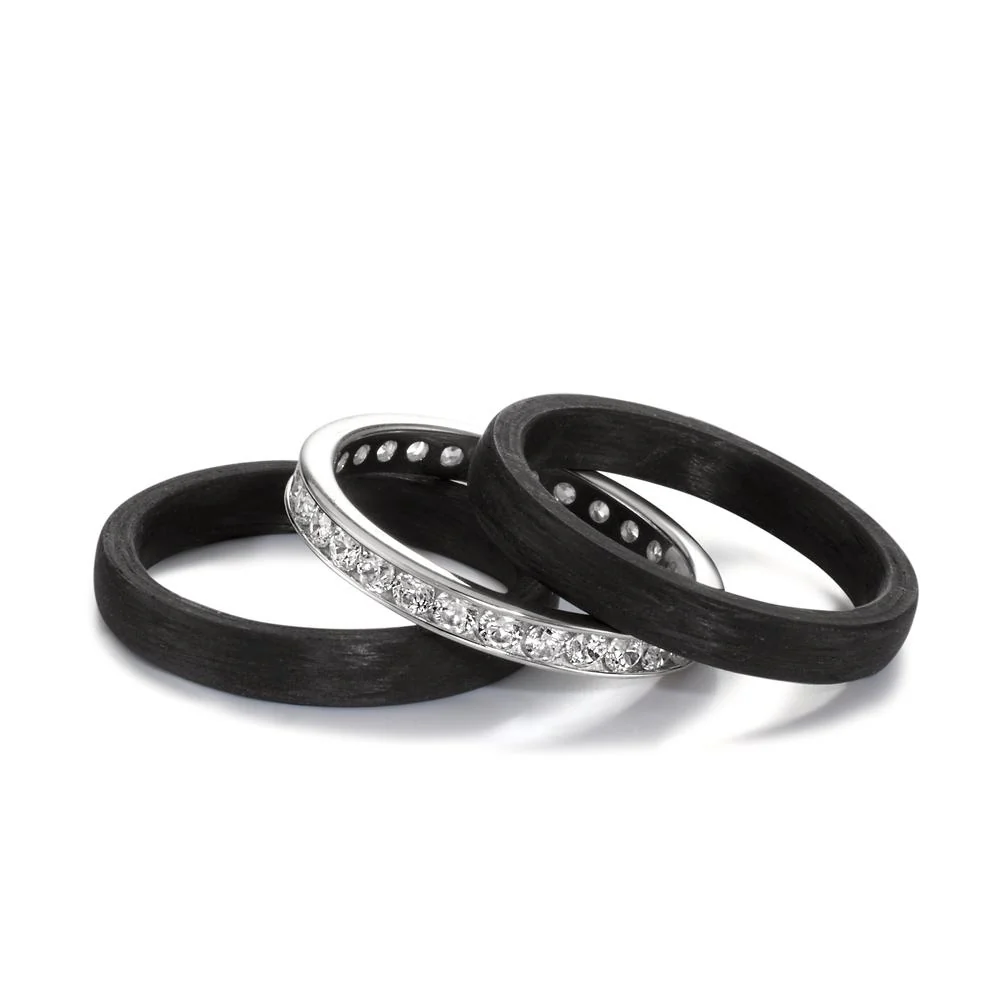Set di anelli Oro bianco 750/18 carati, Carbonio Zirconia - Image 3