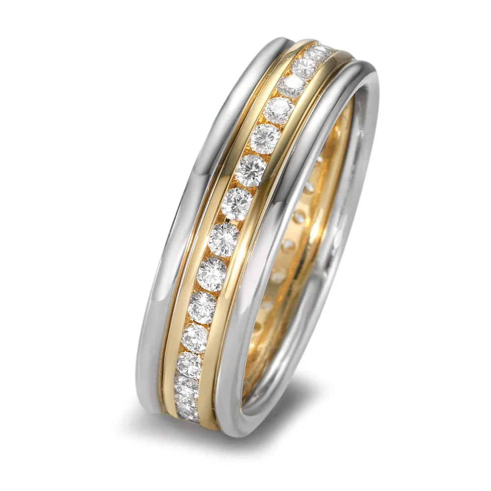 Set di anelli Oro giallo 750/18 carati, Oro bianco 750/18 carati Diamante 0.50 ct, w-si