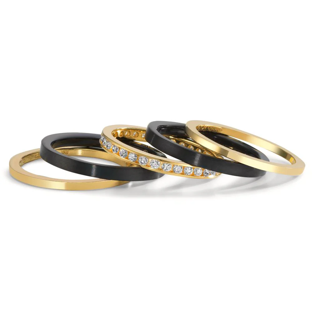 Set di anelli Oro giallo 750/18 carati, Titanio Diamante 0.50 ct, w-si - Image 3